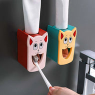 موزعات فرشاة الأسنان الكرتونية للأطفال يثبت على الحائط للحمام بدون استخدام اليدين - معجون أسنان لطيف - هدية جيدة للأطفال