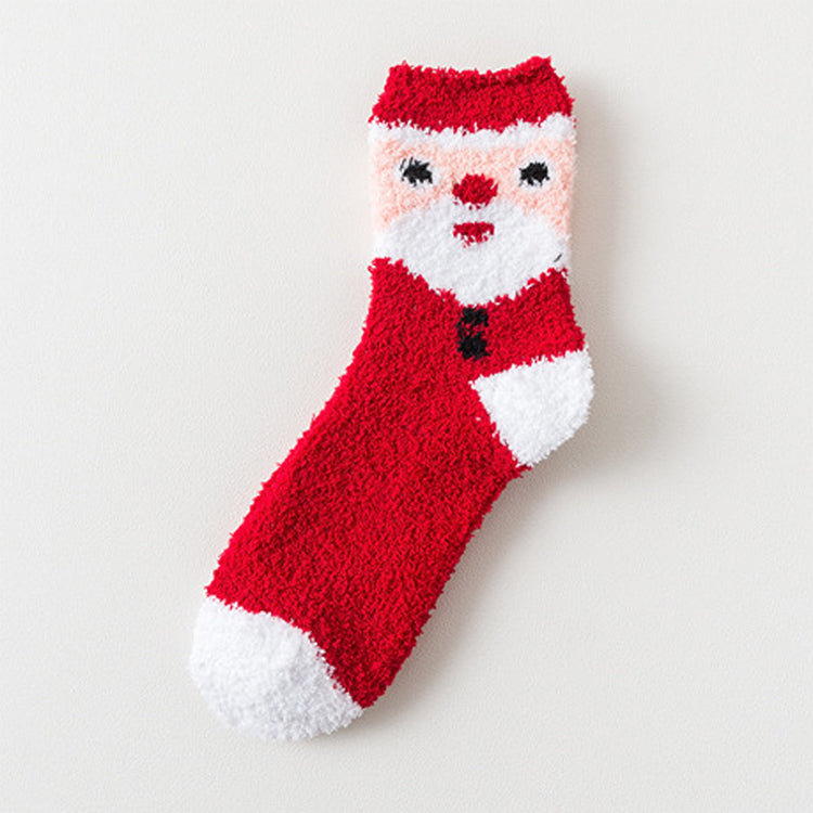 جوارب عيد الميلاد السميكة الدافئة Christmas Socks جوارب صوف شتوية للنوم المنزلي منفوشة جوارب سرير