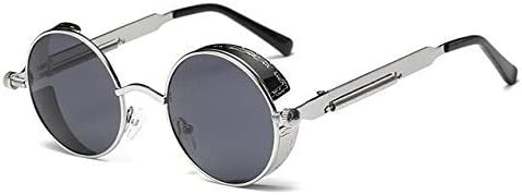 نظارات شمسية معدنية دائرية للرجال والنساء نظارات عصرية بتصميم كلاسيكي نظارات - رمادي