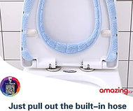 غطاء مقعد المرحاض أكثر سمكا للتدفئة قابلة للتمدد قماش قابل للغسل - ازرق