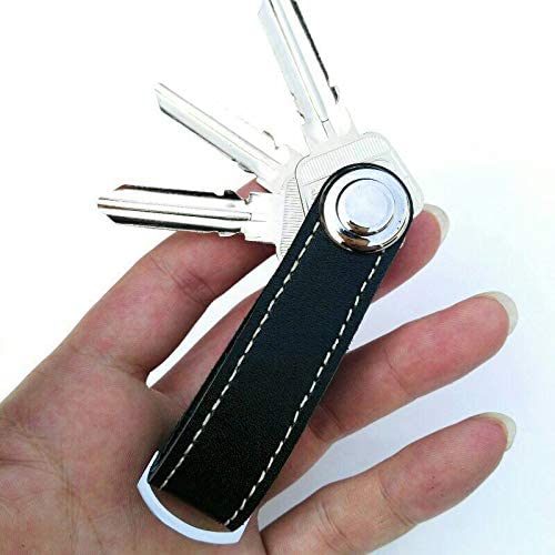 منظم مفاتيح جيب سمارت من الجلد مزود بحلقة مناسب لمفاتيح السيارة والمحفظة والمفاتيح التي تستخدمها يوميا من ذا باك، مقاس 2 ملم × 8.5 ملم - أسود
