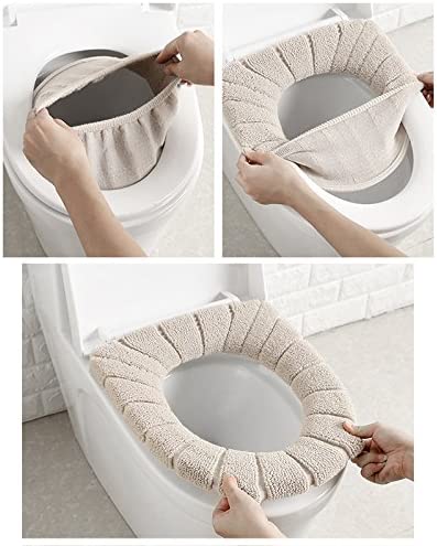 وسائد غطاء مقعد المرحاض من القماش القابل للغسل والغسل للحمام ناعمة أكثر سمكًا للحمام (رمادي)
