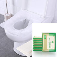 غطاء مقعد مرحاض للاستعمال مرة واحدة، مجموعة من 10 قطع في العبوة تتضمن ورق مرحاض للسفر والتخييم والحمام