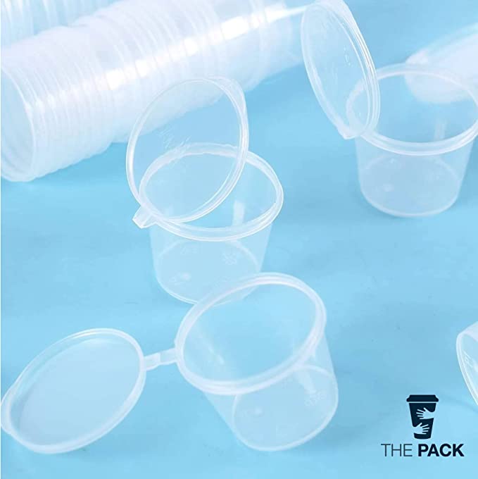 اكواب صغيرة 30 مل 20 كوب ميكروويف - حاويات صلصات بلاستيكية شفافة متينة  عينات يمكن التخلص منها للتوابل او للزينة