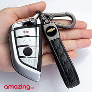 سلسلة مفاتيح للنساء والرجال من الجلد بلوجو سيارة مناسبةميدالية مفاتيح معدنية مزينة بشعار سيارة مناسبة كهدية (شيفروليه)