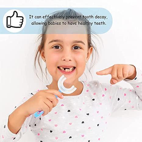 فرشاة أسنان يدوية للأطفال على شكل حرف U ، فرشاة أسنان من السيليكون لتدليك اللثة ، فرشاة أسنان تنظيف شاملة للأطفال