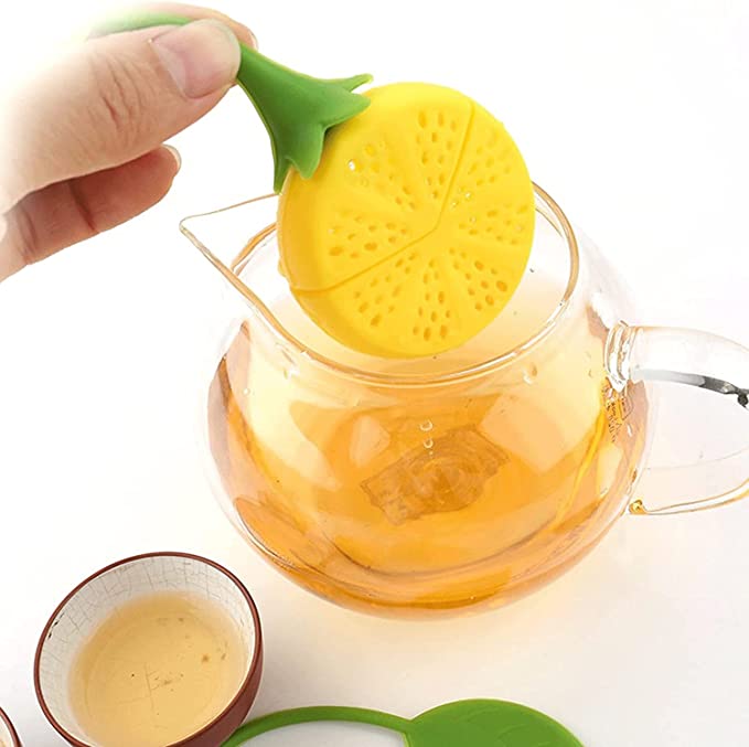 عبوة من موزع شاي والاعشاب ، قطعة واحدة من مصفاة شاي مبتكرة على شكل ليمون من السيليكون، مصفاة الشاي والاعشاب