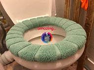 غطاء مقعد المرحاض - وسادات لغطاء مقعد المرحاض من قماش ناعم وقابل للغسيل وقابل للتمدد، دافىء وسميك (لون اخضر)
