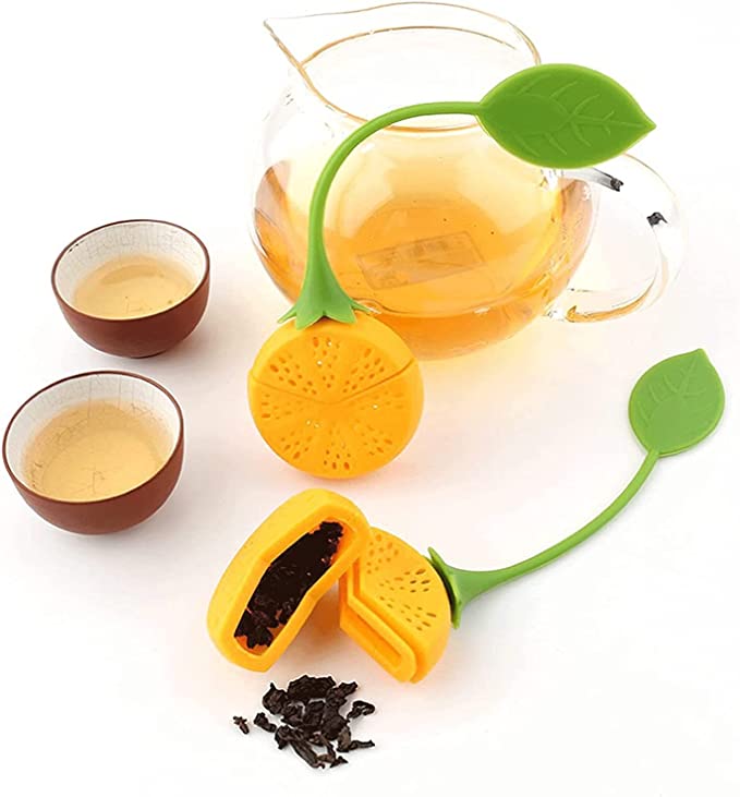 عبوة من موزع شاي والاعشاب ، قطعة واحدة من مصفاة شاي مبتكرة على شكل ليمون من السيليكون، مصفاة الشاي والاعشاب