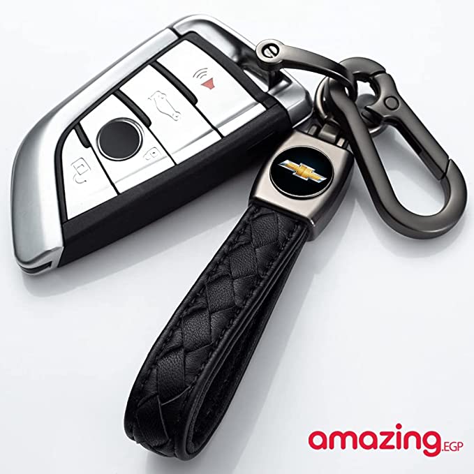 سلسلة مفاتيح للنساء والرجال من الجلد بلوجو سيارة مناسبةميدالية مفاتيح معدنية مزينة بشعار سيارة مناسبة كهدية (شيفروليه)