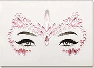 الوشم الكريستالي جواهر أحجار الراين ملصقات أحجار كريمة للجسم تاتو مؤقت عيون لتزيين الاظافروالوجه حفلات الهذيان ملصقات وجه انيقة للنساء (Pink-2)