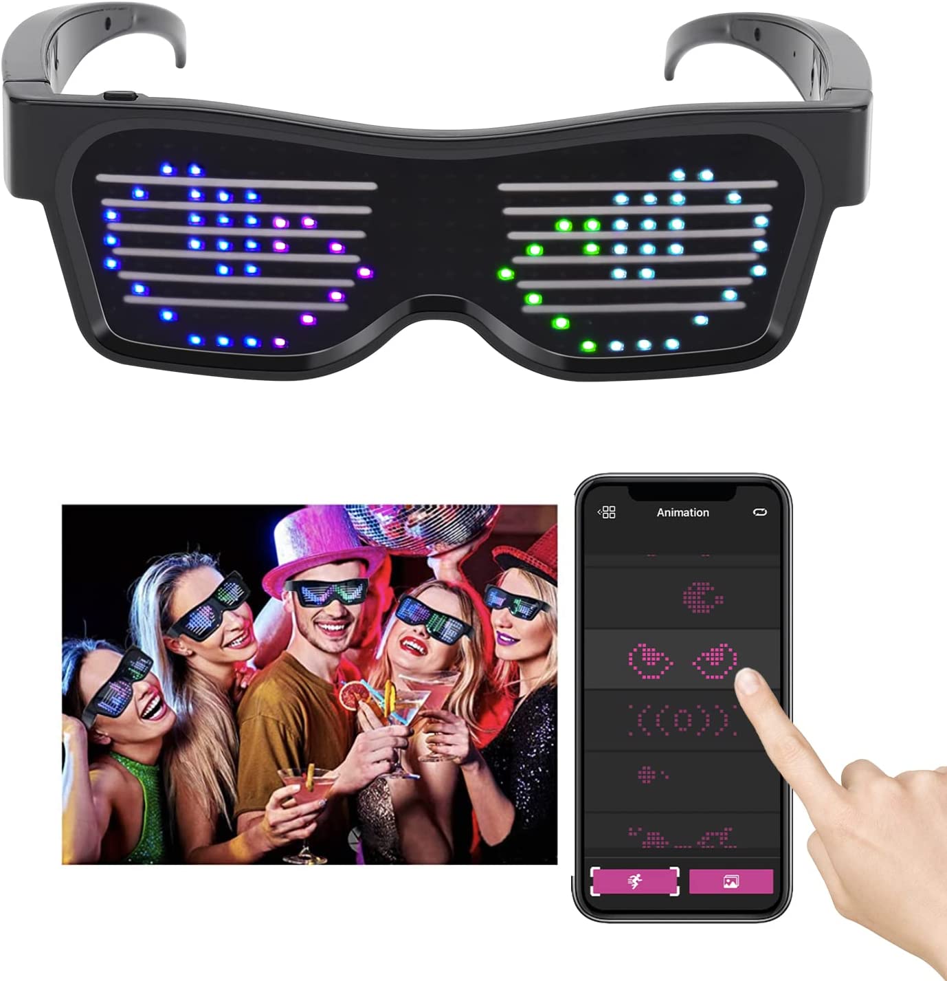نظارات ليد مضيئة ديناميكية للحفلات والمهرجانات والكريسماس قابلة لاعادة الشحن بمنفذ USB LED