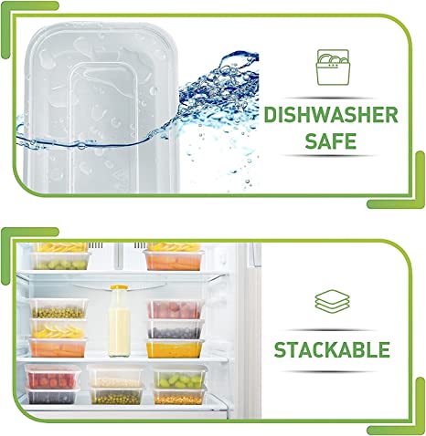 عبوات الميكروويف [10 عبوات] أوعية تخزين بلاستيكية للأطعمة مع أغطية ، إعادة استخدام ، آمن في الثلاجة ، ميكروويف ، غسالة صحون آمنة (750