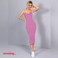 فستان ملائم الشكل مخطط