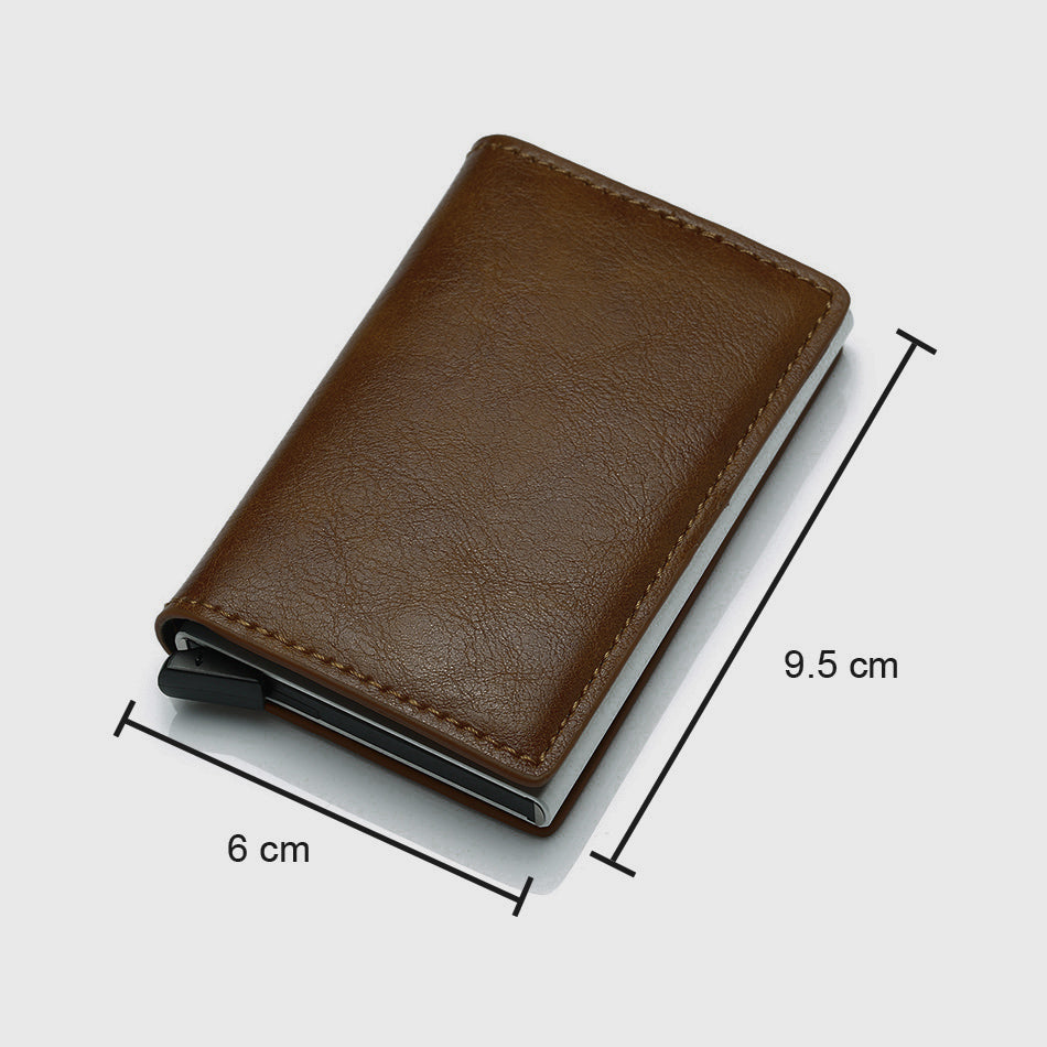 محفظة مزودة بحامل كروت من الجلد والياف الكربون للرجال ، محفظة رفيعة بتصميم ذكي صغير - مناسبة كهدية | كوفي|